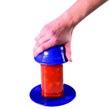 Picture of Dycem jar opener and 5.5" round table mat set, blue