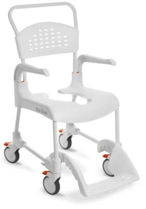 Picture of Clean Shower Commode chair, 19.25", white 4 lockab