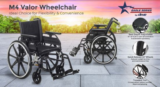 Picture of Drive Valor Wheelchair, 18", Flip Back Universal A