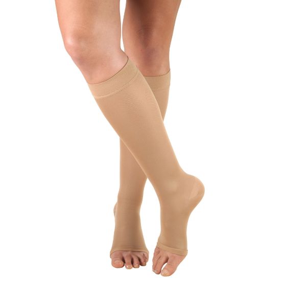 Picture of Women's Compression Stockings, 15-20 mmHg, Knee High Length, Open Toe, Opaque