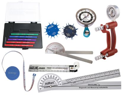 Picture of Baseline 8-piece LITE hand evaluation set with Discrim-a-gon and 5-piece sensory set