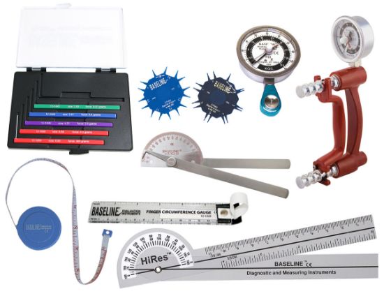 Picture of Baseline 8-piece LITE hand evaluation set with Discrim-a-gon and 5-piece sensory set