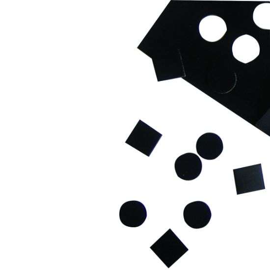 Picture of Dycem non-slip self-adhesive squares, 13/16" each,12/sheet, black