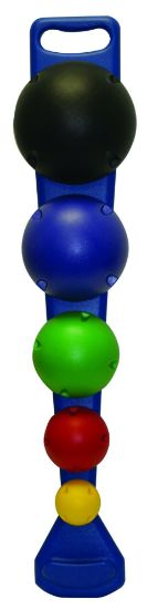 Picture of CanDo 5-ball set with wall rack