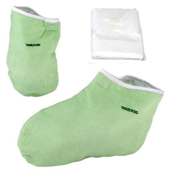 Picture of WaxWel paraffin bath accessory package: 50 liners, 1 mitt and 1 bootie (no unit or wax)