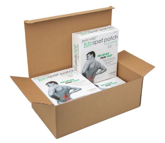 Picture of Point Relief LidoSpot pain relieving patch, universal size (4" x 6"), 20/pack