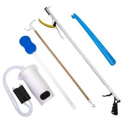 Picture of Hip Kit #3: 32" reacher, straight handle sponge, deluxe sock aid, shoehorn, dressing stick