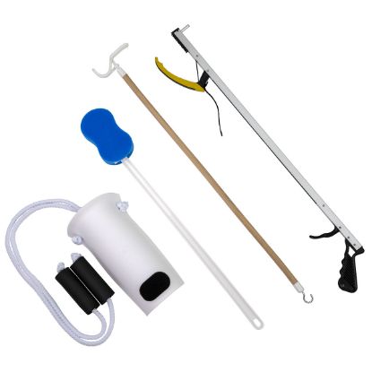 Picture of Hip Kit #8: 26" reacher, contoured sponge, sock and stocking aid, dressing stick