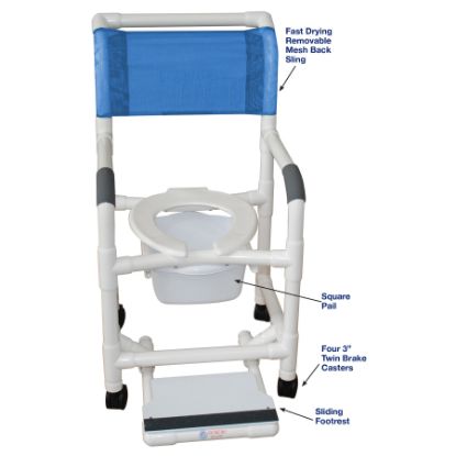 Picture of MJM Superior Standard Shower chair, with sliding footrest and pail