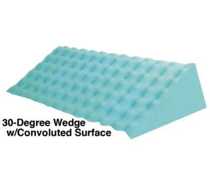 Picture of 30 degree wedge, convoluted foam with LSII cover, 24" x 12" x 7"